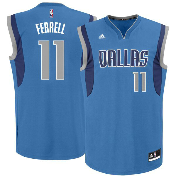 Camiseta Yogi Ferrell 11 Dallas Mavericks adidas Road Replica Azul Hombre